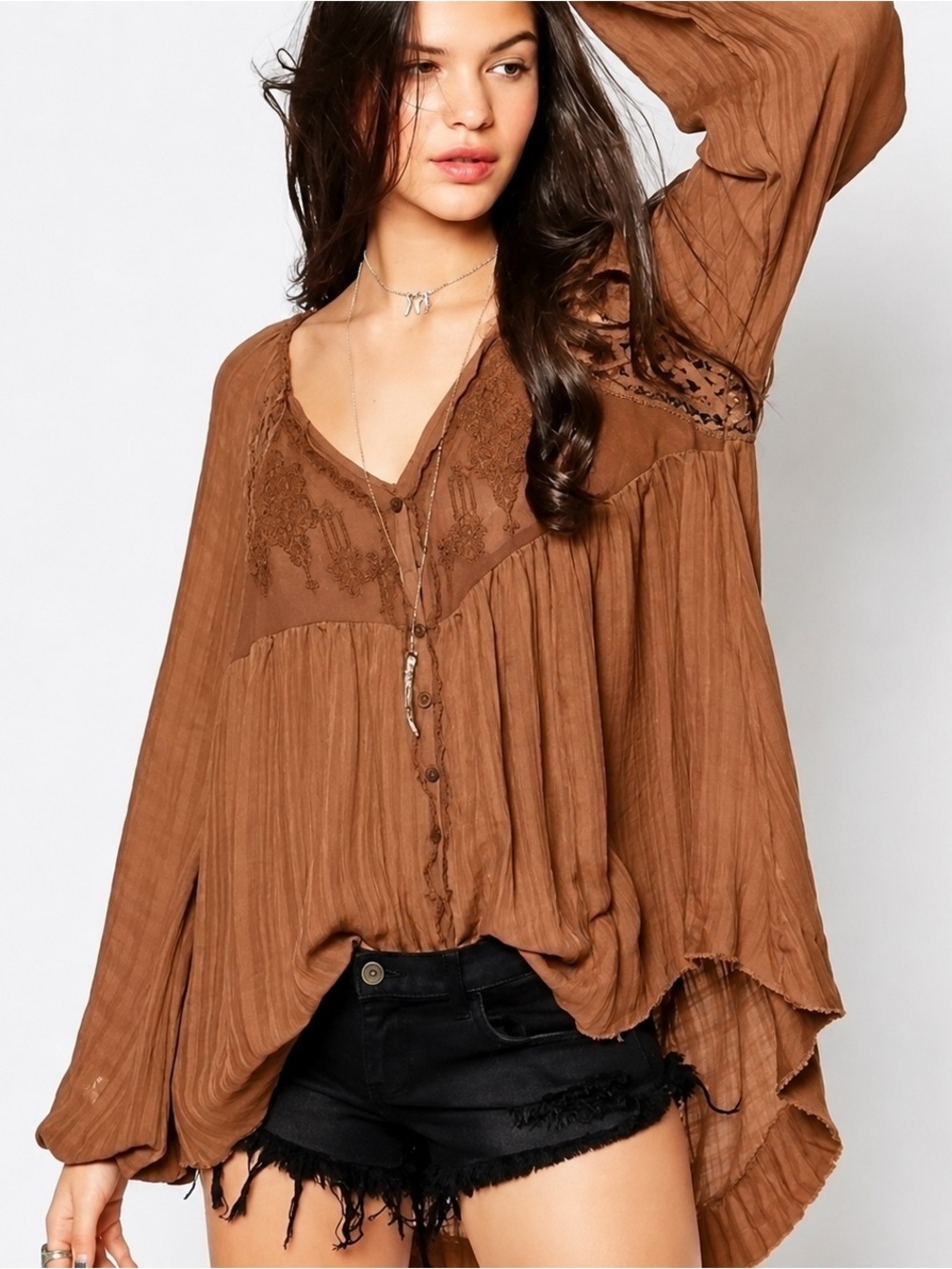 Free People Boho White Lies Top M